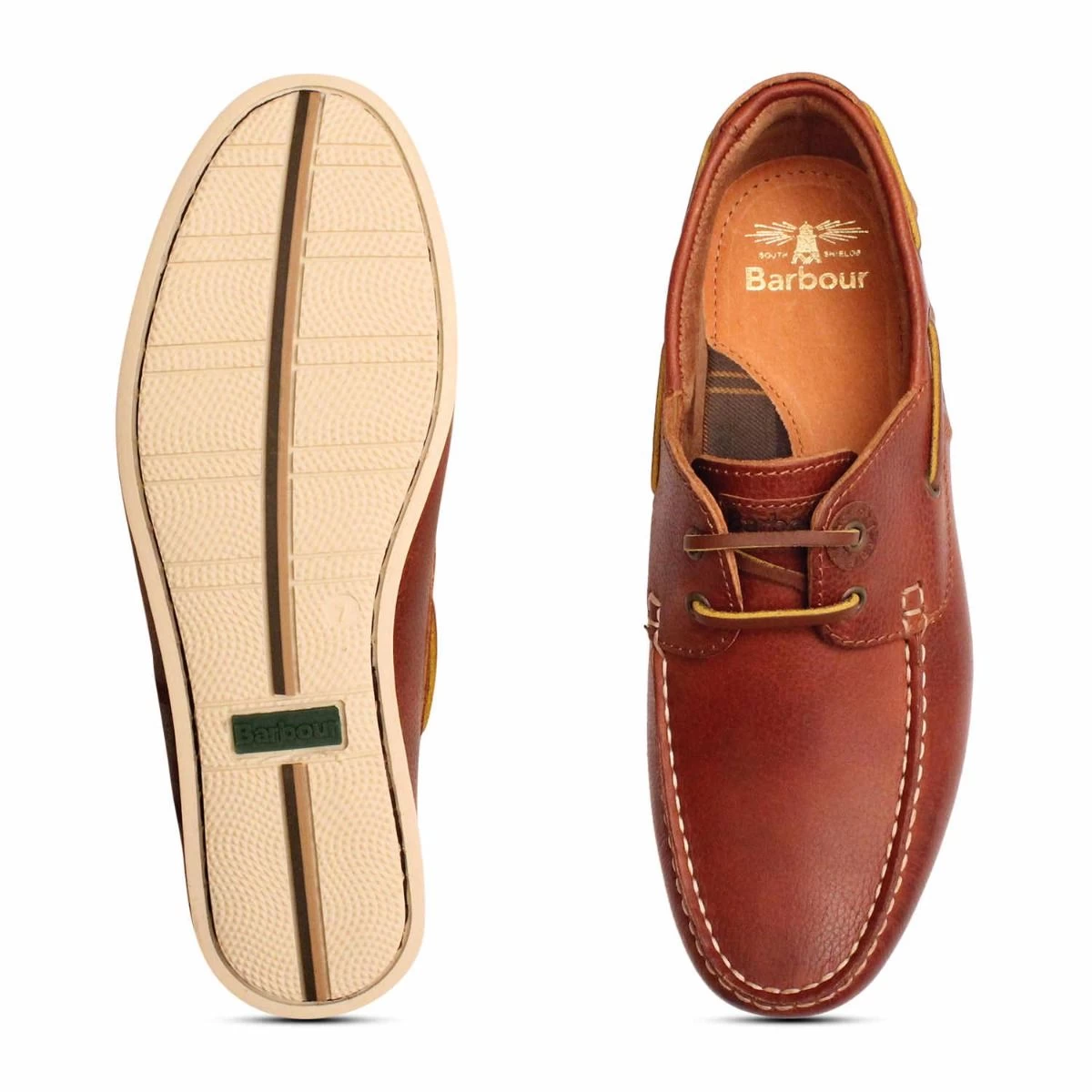 Barbour Designer Tumble Grain Brown Capstan Boat Shoes 2 Barbour Designer Tumble Grain Brown Capstan Boat Shoes - Image 2