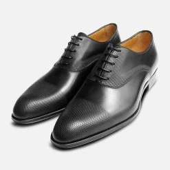 Executive Black Oxford With Punched Cap Made In Italy