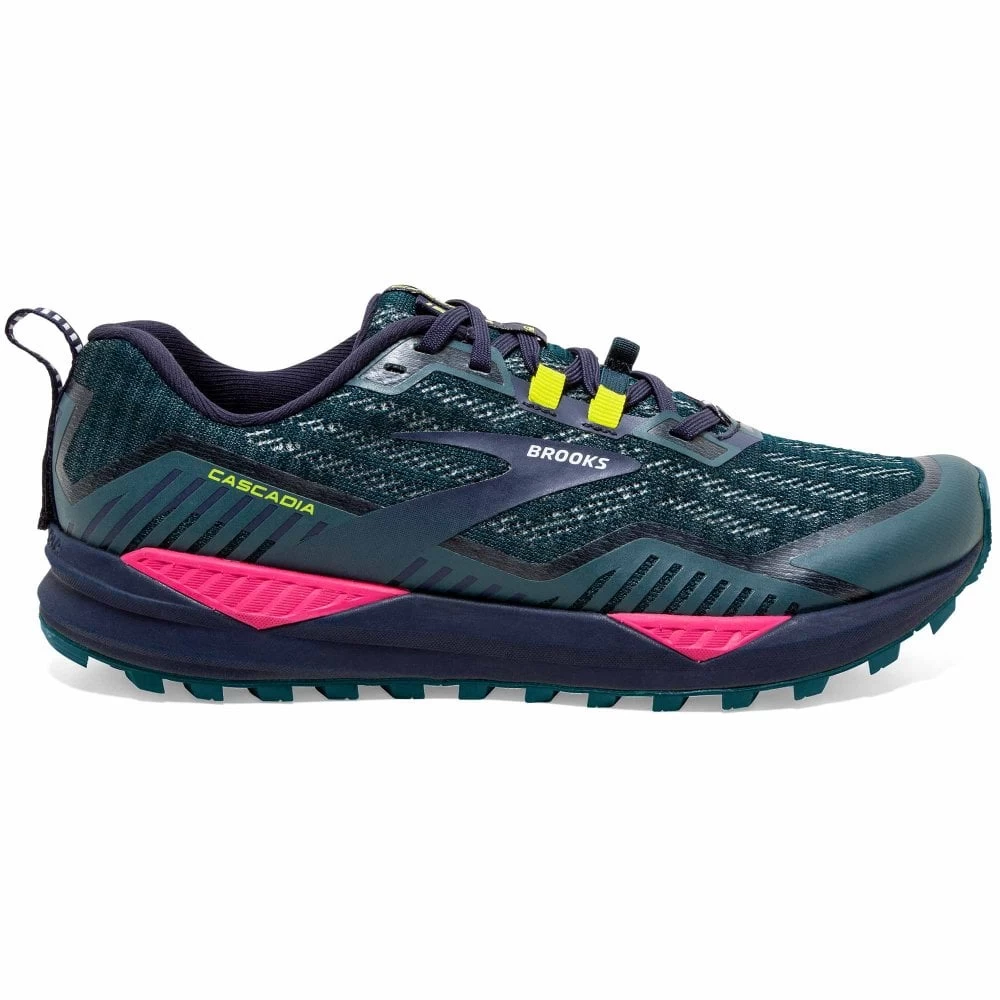 BROOKS Cascadia 15 Womens Trail Running Shoes Navy/Pink/Yellow 1 BROOKS Cascadia 15 Womens Trail Running Shoes Navy/Pink/Yellow