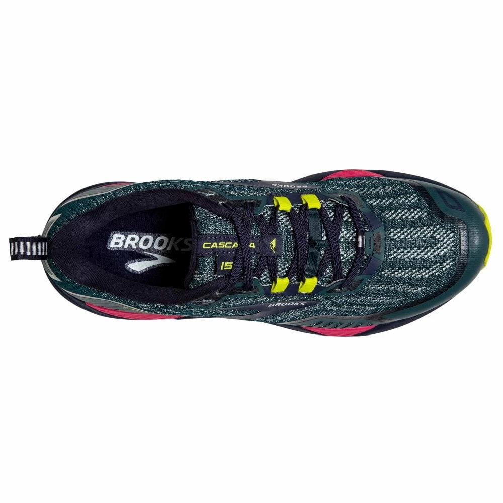 BROOKS Cascadia 15 Womens Trail Running Shoes Navy/Pink/Yellow 2 BROOKS Cascadia 15 Womens Trail Running Shoes Navy/Pink/Yellow - Image 2