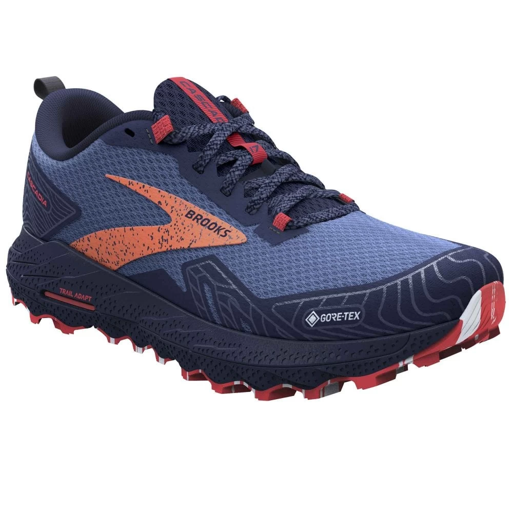 BROOKS Cascadia 17 GTX Womens Waterproof Trail Running Shoes Navy/Bittersweet/Peacoat 1 BROOKS Cascadia 17 GTX Womens Waterproof Trail Running Shoes Navy/Bittersweet/Peacoat