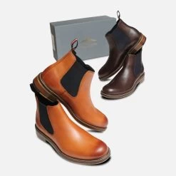 Thomas Partridge London Tan Cranwell Chelsea Boots -Shoes Sale Shop cranwell thomas partridge tan light brown chelsea boots 3