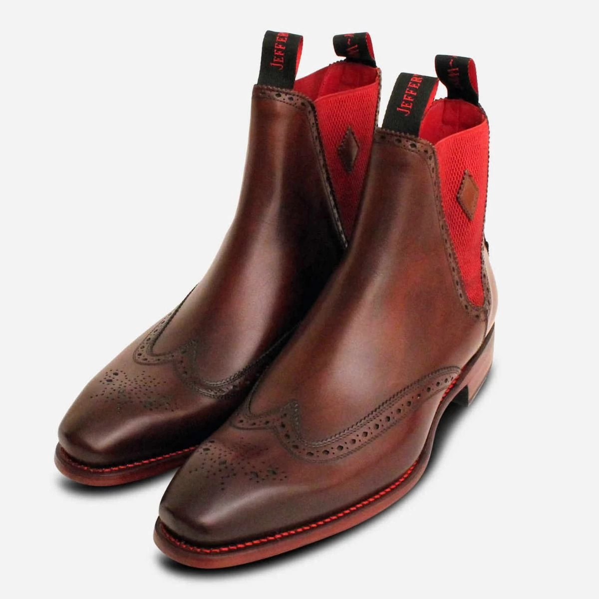 Jeffery West Premium Brown Chelsea Boot Brogues 1 Jeffery West Premium Brown Chelsea Boot Brogues
