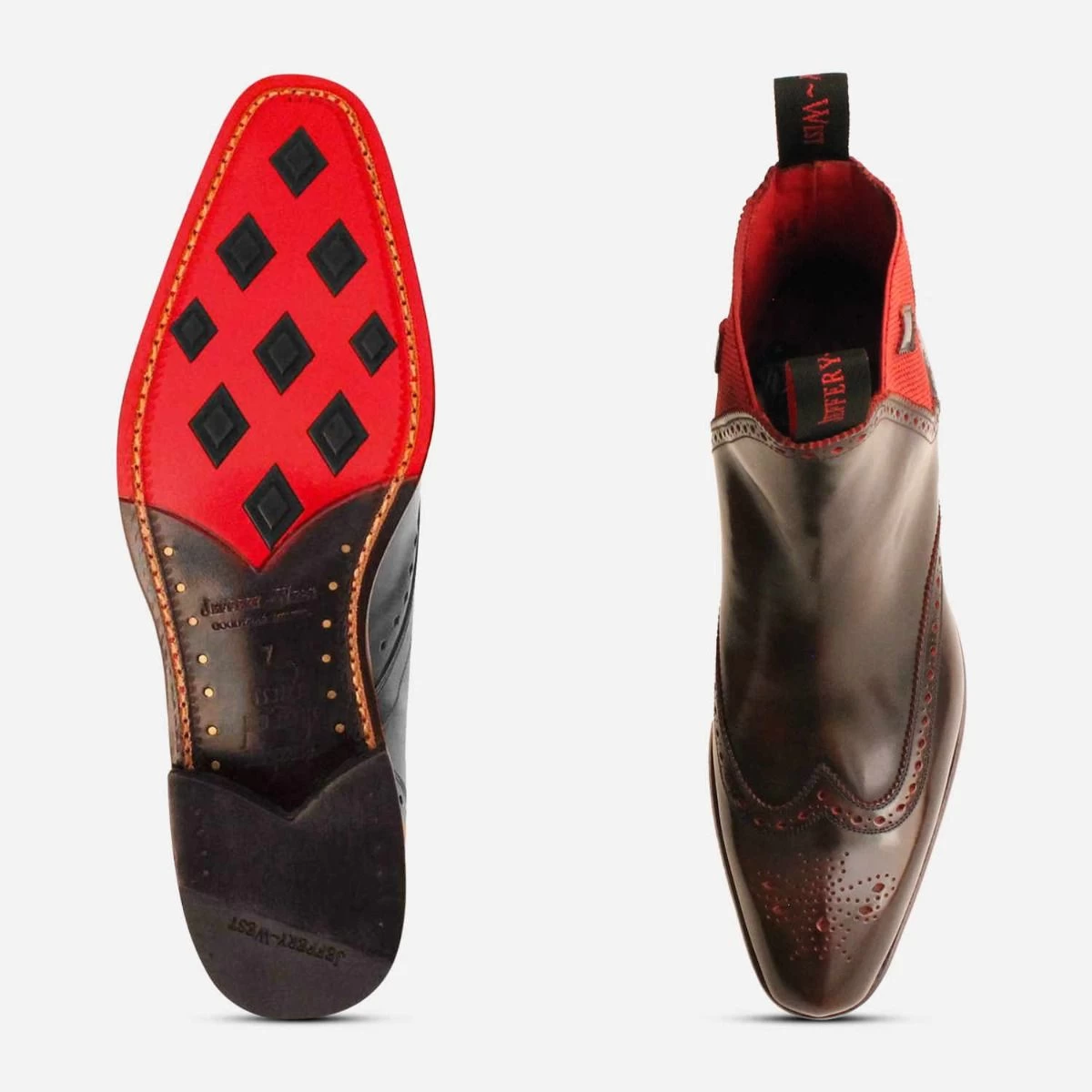 Jeffery West Dark Brown Polished Chelsea Boot Brogue 2 Jeffery West Dark Brown Polished Chelsea Boot Brogue - Image 2