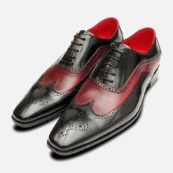 Black & Burgundy Oxford Brogues By Jeffery West