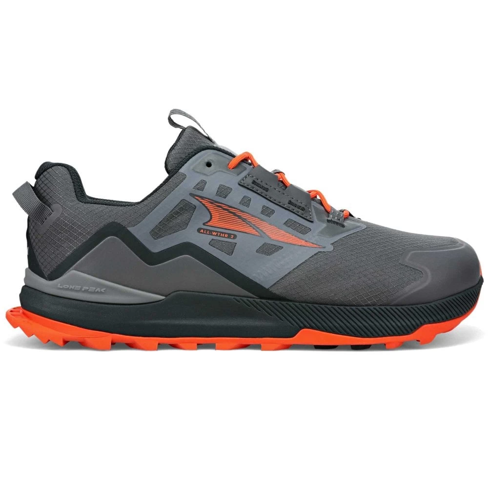 Altra Lone Peak ALL-WTHR Low 2 Mens Trail Running Shoes Grey/Orange 1 Altra Lone Peak ALL-WTHR Low 2 Mens Trail Running Shoes Grey/Orange