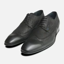 Black Waxy Lace Up Shoes For Men By Designer Brand Exceed