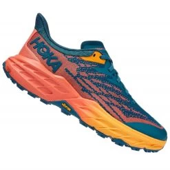 Hoka Speedgoat 5 Wide D Womens Trail Running Shoes Blue Coral/Camellia